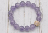 CGB5657 10mm, 12mm light amethyst beads with zircon ball charm bracelets