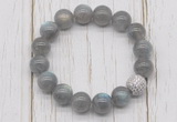 CGB5663 10mm, 12mm labradorite beads with zircon ball charm bracelets