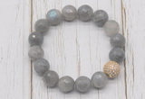 CGB5664 10mm, 12mm faceted labradorite beads with zircon ball charm bracelets