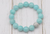 CGB5666 10mm, 12mm amazonite beads with zircon ball charm bracelets