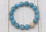 CGB5667 10mm, 12mm apatite beads with zircon ball charm bracelets