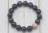 CGB5675 10mm, 12mm purple tiger eye beads with zircon ball charm bracelets