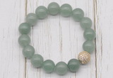 CGB5686 10mm, 12mm green aventurine beads with zircon ball charm bracelets