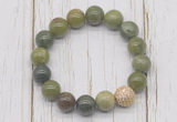 CGB5687 10mm, 12mm Canadian jade beads with zircon ball charm bracelets