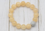 CGB5688 10mm, 12mm honey jade beads with zircon ball charm bracelets