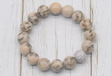 CGB5693 10mm, 12mm feldspar beads with zircon ball charm bracelets