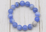 CGB5704 10mm, 12mm blue banded agate beads with zircon ball charm bracelets