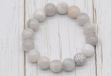 CGB5712 10mm, 12mm white crazy lace agate beads with zircon ball charm bracelets