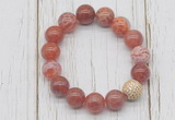 CGB5719 10mm, 12mm fire agate beads with zircon ball charm bracelets