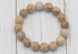 CGB5733 10mm, 12mm picture jasper beads with zircon ball charm bracelets