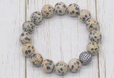 CGB5736 10mm, 12mm dalmatian jasper beads with zircon ball charm bracelets