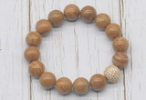 CGB5738 10mm, 12mm wooden jasper beads with zircon ball charm bracelets