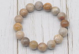 CGB5745 10mm, 12mm fossil coral beads with zircon ball charm bracelets