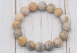 CGB5804 10mm, 12mm matte yellow crazy lace agate beads with zircon ball charm bracelets