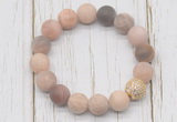 CGB5806 10mm, 12mm matte sunstone beads with zircon ball charm bracelets