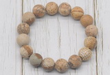 CGB5816 10mm, 12mm matte picture jasper beads with zircon ball charm bracelets