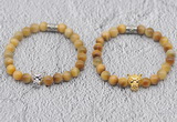 CGB6001 8mm round golden tiger eye bracelet with leopard head for men