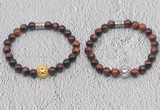 CGB6012 8mm round red tiger eye bracelet with lion head for men