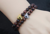 CGB6017 8mm round grade AA red tiger eye bracelet with leopard head for men