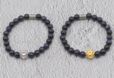 CGB6028 8mm round purple tiger eye bracelet with lion head for men