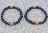 CGB6034 8mm round blue tiger eye bracelet with lion head for men