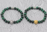 CGB6037 8mm round green tiger eye bracelet with lion head for men