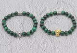 CGB6038 8mm round green tiger eye bracelet with leopard head for men