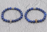 CGB6045 8mm round lapis lazuli bracelet with skull for men