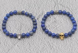 CGB6046 8mm round lapis lazuli bracelet with skull for men