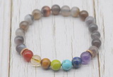 CGB6204 8mm Botswana agate 7 chakra beaded mala stretchy bracelets