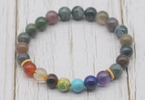 CGB6211 8mm Indian agate 7 chakra beaded mala stretchy bracelets