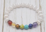 CGB6220 8mm Tibetan agate 7 chakra beaded mala stretchy bracelets