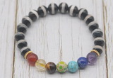 CGB6221 8mm Tibetan agate 7 chakra beaded mala stretchy bracelets