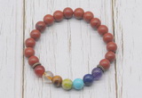 CGB6232 8mm red jasper 7 chakra beaded mala stretchy bracelets