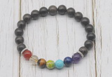 CGB6236 8mm coffee jasper 7 chakra beaded mala stretchy bracelets