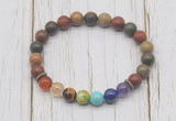 CGB6243 8mm picasso jasper 7 chakra beaded mala stretchy bracelets