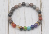 CGB6244 8mm wooden jasper 7 chakra beaded mala stretchy bracelets