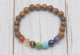 CGB6247 8mm elephant skin jasper 7 chakra beaded mala stretchy bracelets