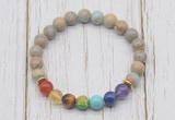 CGB6248 8mm serpentine jasper 7 chakra beaded mala stretchy bracelets