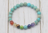 CGB6249 8mm sea sediment jasper 7 chakra beaded mala stretchy bracelets