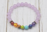 CGB6253 8mm candy jade 7 chakra beaded mala stretchy bracelets