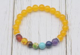 CGB6254 8mm candy jade 7 chakra beaded mala stretchy bracelets