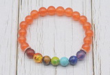 CGB6255 8mm candy jade 7 chakra beaded mala stretchy bracelets