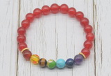 CGB6256 8mm candy jade 7 chakra beaded mala stretchy bracelets