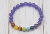 CGB6257 8mm candy jade 7 chakra beaded mala stretchy bracelets