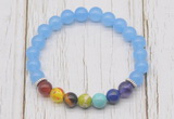 CGB6258 8mm candy jade 7 chakra beaded mala stretchy bracelets