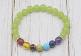 CGB6262 8mm candy jade 7 chakra beaded mala stretchy bracelets