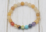 CGB6267 8mm yellow aventurine 7 chakra beaded mala stretchy bracelets