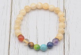 CGB6269 8mm honey jade 7 chakra beaded mala stretchy bracelets