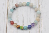 CGB6270 8mm amazonite 7 chakra beaded mala stretchy bracelets